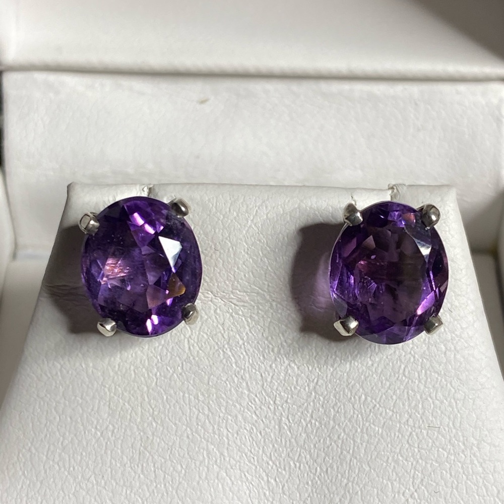 Amethyst Solitaire Earrings